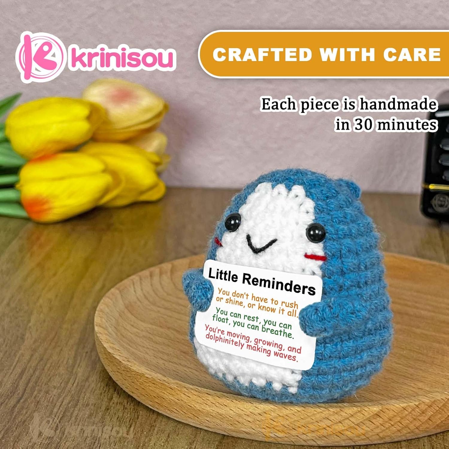 Positive Animals Dolphin Crochet Gifts - Inspirational Dolphin Desk Decor for Marine Biology Lovers | Perfect Motivational Gift for All