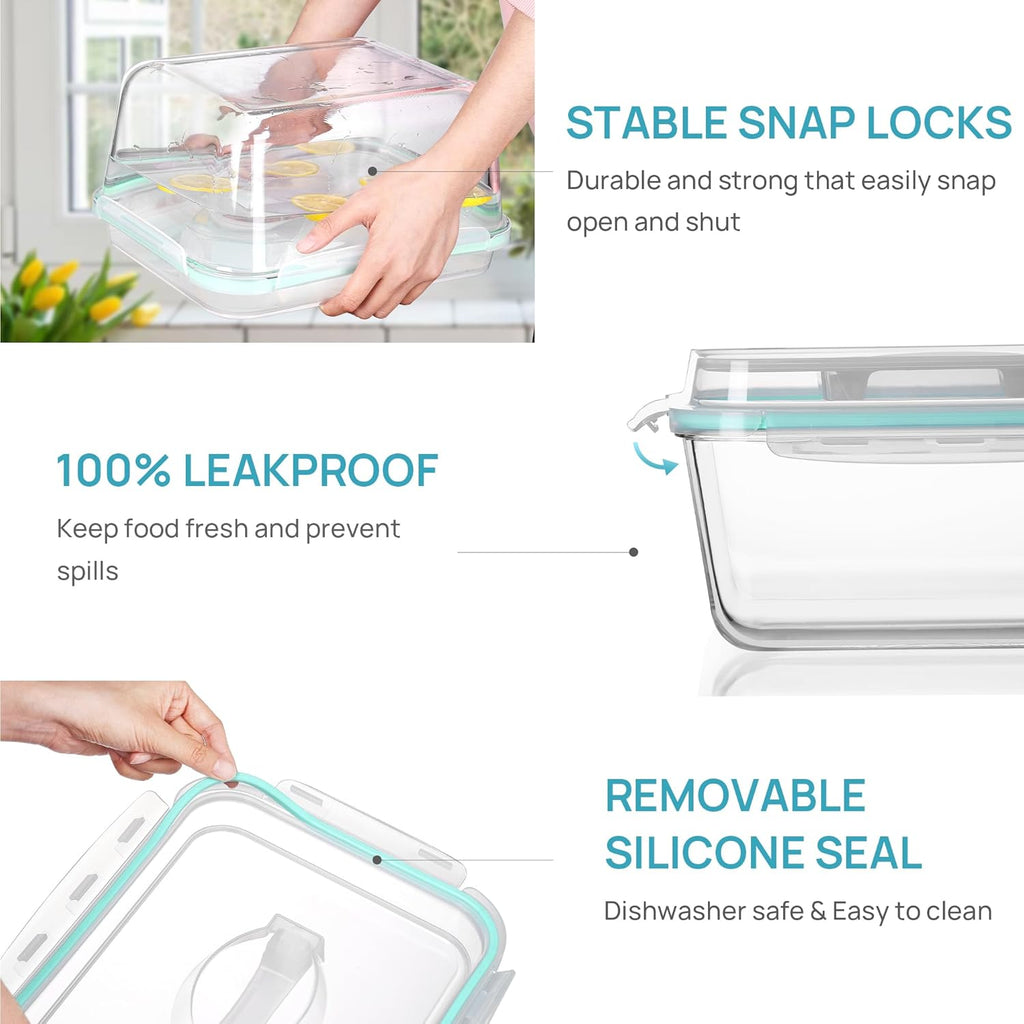 Vtopmart Extra Large Glass Food Storage Containers - 6.5L | Airtight Snap Lids, BPA Free, Oven Safe