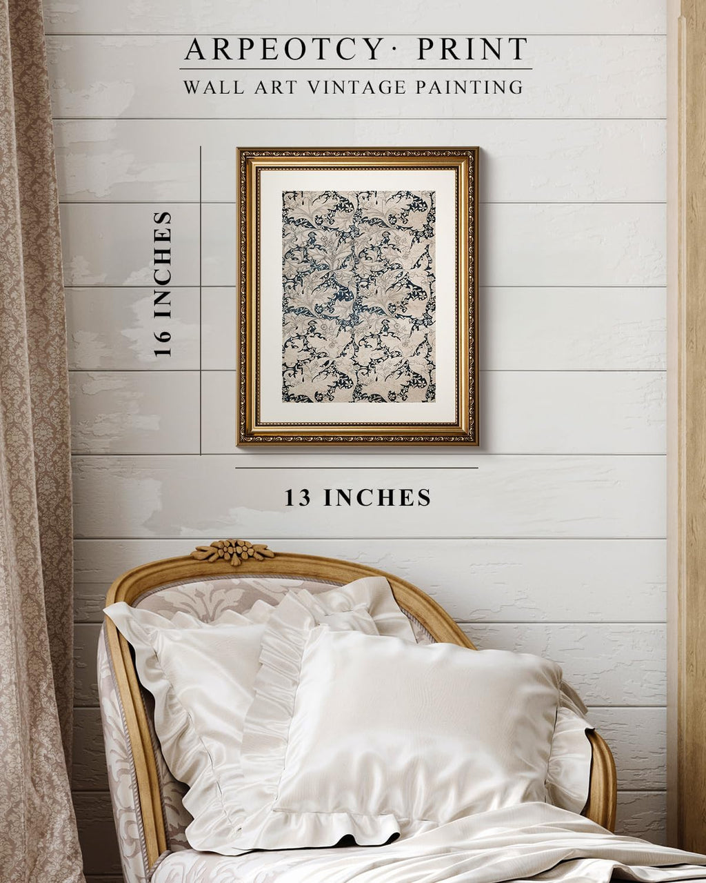 VIYYIEA Gold Framed Floral Canvas Print - Romantic Botanical Wall Art for Home Decor | 13x16in