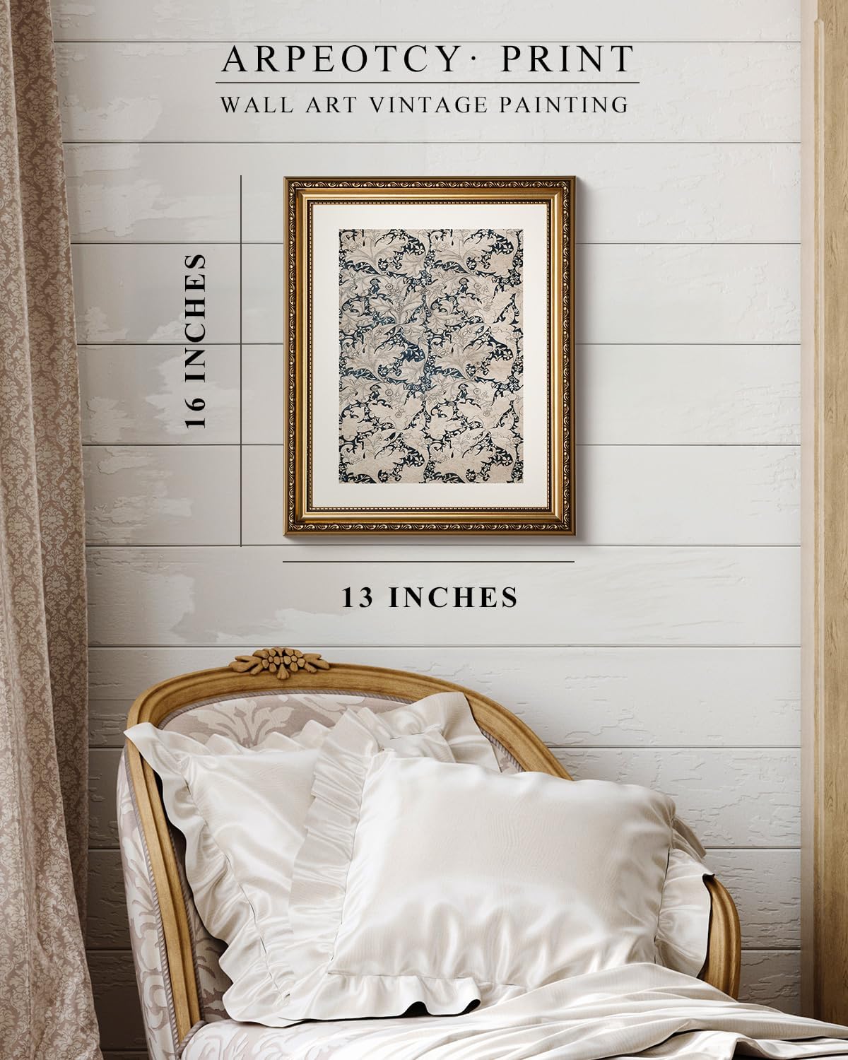 VIYYIEA Gold Framed Floral Canvas Print - Romantic Botanical Wall Art for Home Decor | 13x16in