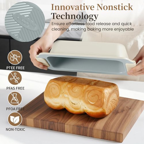 Kikcoin 25 PCS Non-Stick Baking Pans Set - Heavy-Duty Silicone Handle Cookie Sheets | Oven Safe to 450°F, Cream