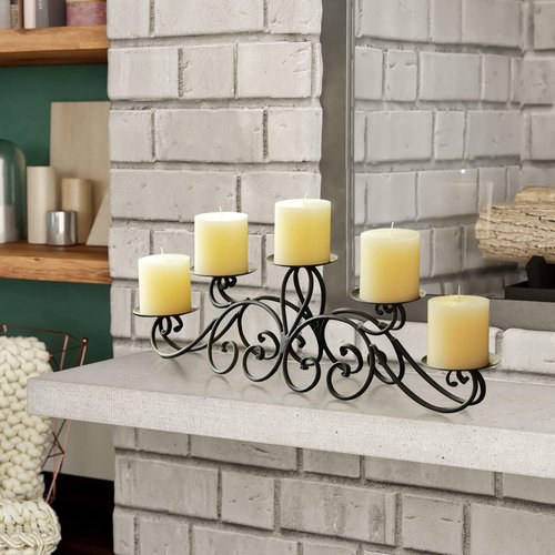 Adeco HD0004 Black Pillar Candle Holder - Elegant Antique Finish for Home Decor