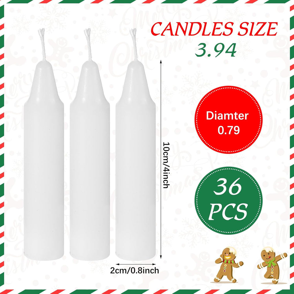 Nuanchu Christmas Tree Candles - 36 Pcs Traditional Wax Candles for Holiday Decor | 4 x 0.8 Inches, White