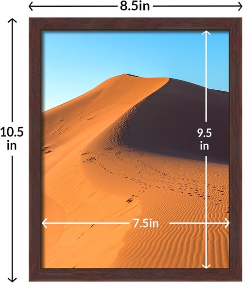 LaVie Home 8x10 Picture Frame - Classic Brown Wall Display with HD Plexiglas | Vertical & Horizontal Use