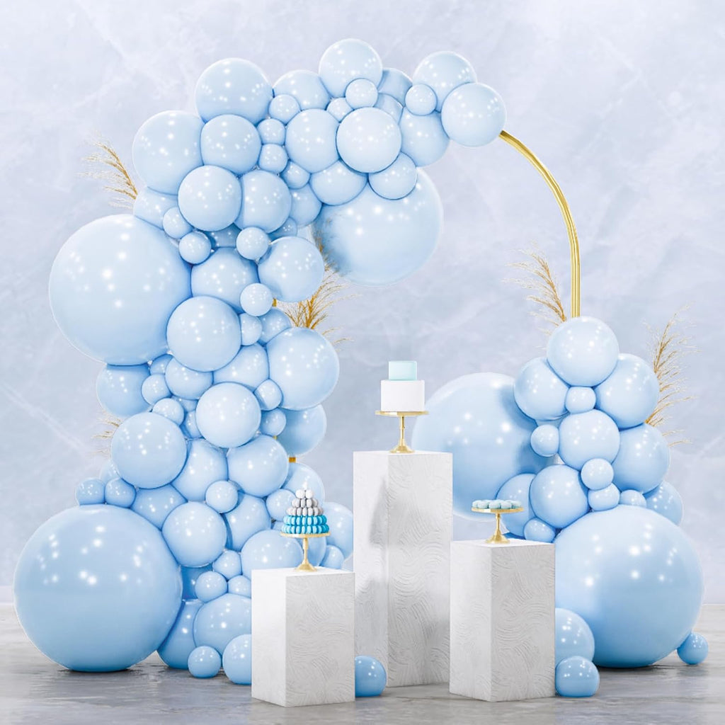 PartyWoo Baby Blue Balloon Arch Kit - 152pcs in Various Sizes for Graduation & Baby Showers | Light Pastel Sky Blue