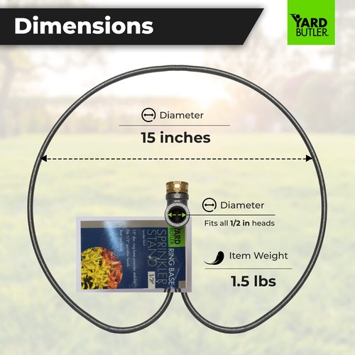 Yard Butler Ring Base Sprinkler Stand - Durable Gardening Supplies for Lawn Care - Sturdy Design for Sprinkler Stability - Water Lawn & Garden Evenly - 1/2" Head