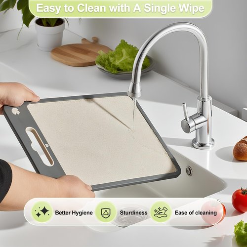 Cutting Board for Kitchen,Cutting Board Double Sided Food Grade,316 Stainless Steel and Wheat Straw PP, Easy to Clean Large Size 16”×11”