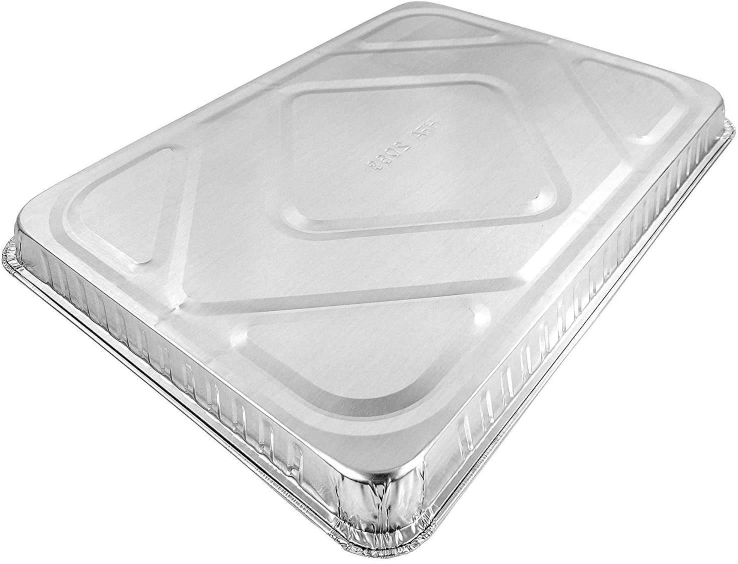 1/2 Size Sheet Cake Aluminum Foil Pan w/Clear Low Dome Lid (Pack of 10 Sets) 17.1 L x 12.3 W x 1.25 D