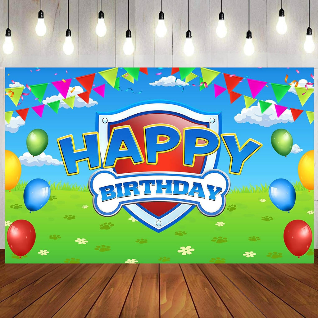 Paw Birthday Party Decorations - 70in X 43in Blue Dog Photo Backdrop for Kids' Room & Baby Showers