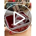 INough Red Christmas Gift Basket with Handles - Empty Collapsible Storage Bin, 13.8 x 10.2 x 5.1in, Water-Resistant Canvas