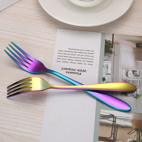 Titanium Rainbow Plated Stainless Steel Flatware Set 20 Piece, Rainbow Silverware Set Service for 4
