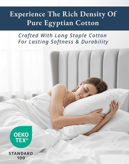 100% Egyptian Cotton King Size Sheets - Ultra-Soft & Breathable 4-Piece Set with Deep Pockets - White