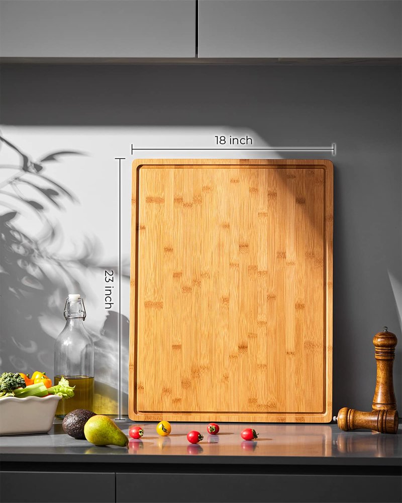 Extra Large Cutting Boards for Kitchen, XXL Reversible Large Bamboo Cutting Board, Carving Board Cheese Board with Deep Groove, Kitchen Chopping Board for Meat, Vegetables, Fruit, Turkey