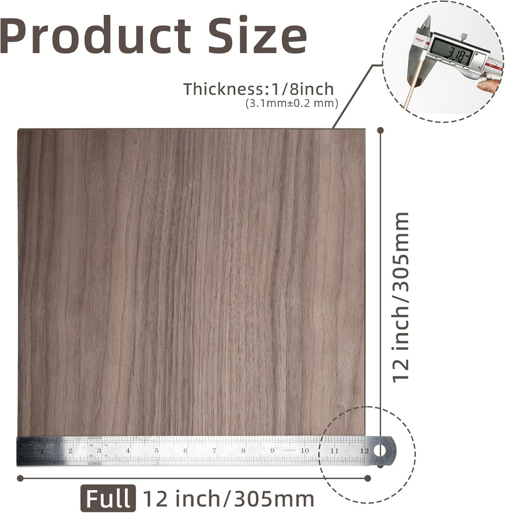 Walnut Plywood Sheets by [Brand Name] - 12x12 Inch | 1/8 Inch Thick | Ideal for Laser Cutting & Crafts