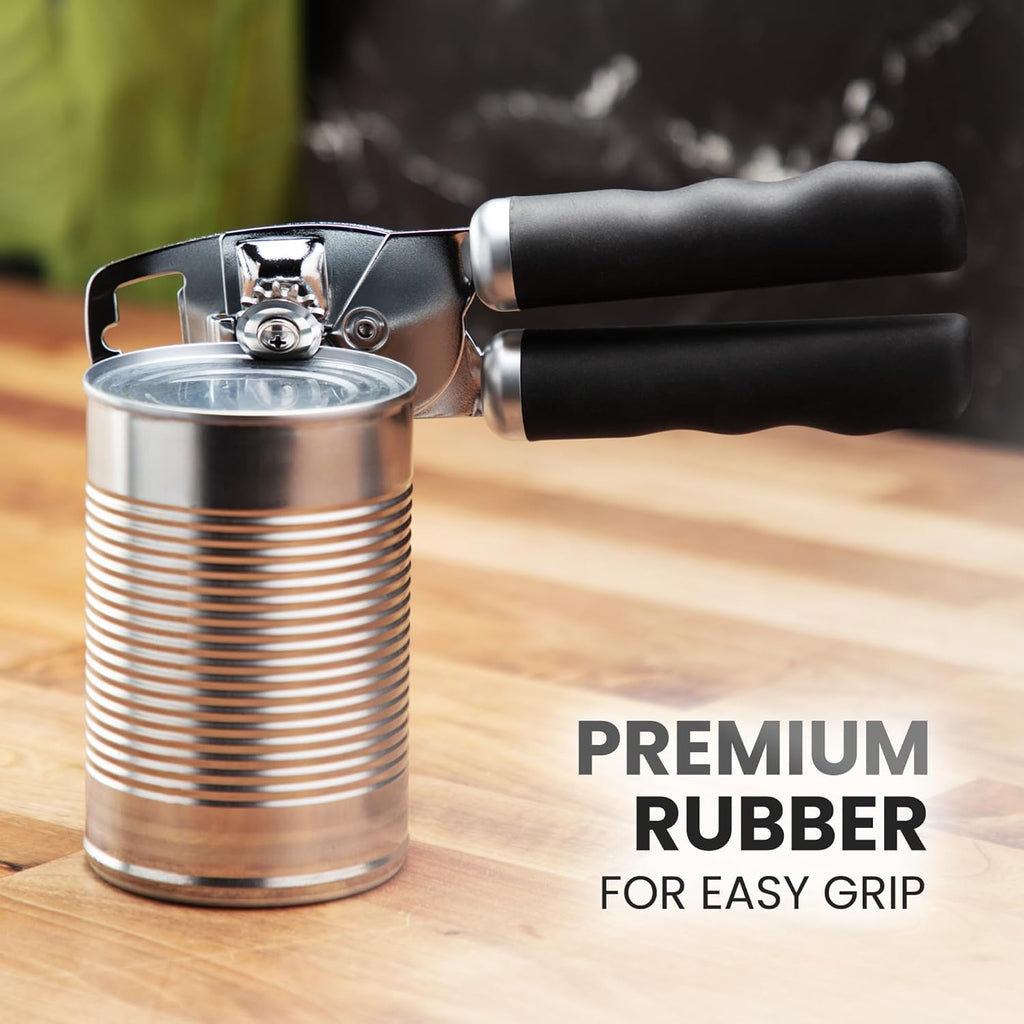 Zulay Kitchen COMFY™ Can Opener - Rust-Proof Stainless Steel with Soft Grip Handles | Black