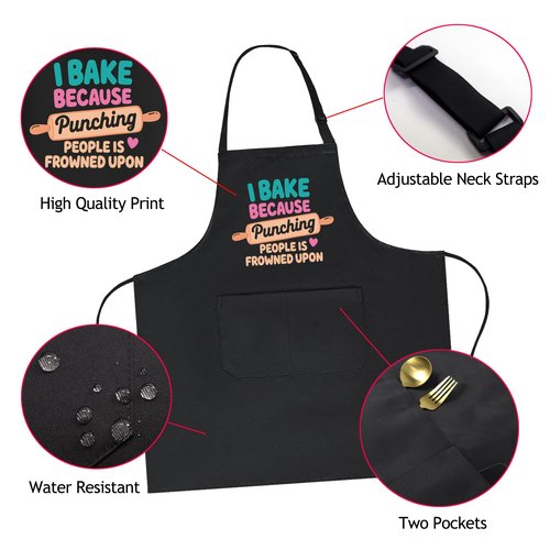 Funny Aprons for Women with Pockets, Womens Aprons for Cooking Cute Chef Baking Kitchen, Baker Gifts for Mom Wife Birthday Christmas Thanksgiving Mothers Day