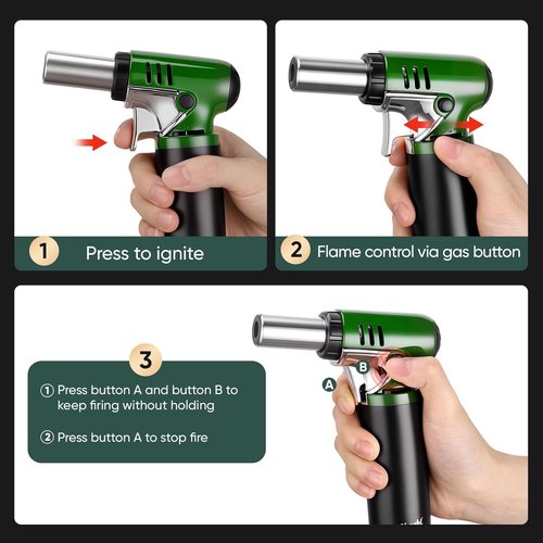 KOACKL Refillable Butane Torch - Adjustable Flame with Safety Lock & Fuel Gauge - Ideal for Welding & Resin Art