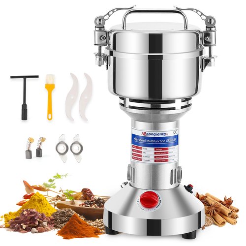 Moongiantgo 500g Grain Grinder Mill Electric Spice Grinder 2500W High-speed Grinding Machine 50-300 Mesh Stainless Steel 110V Pulverizer Dry Grinder (Timer Switch)