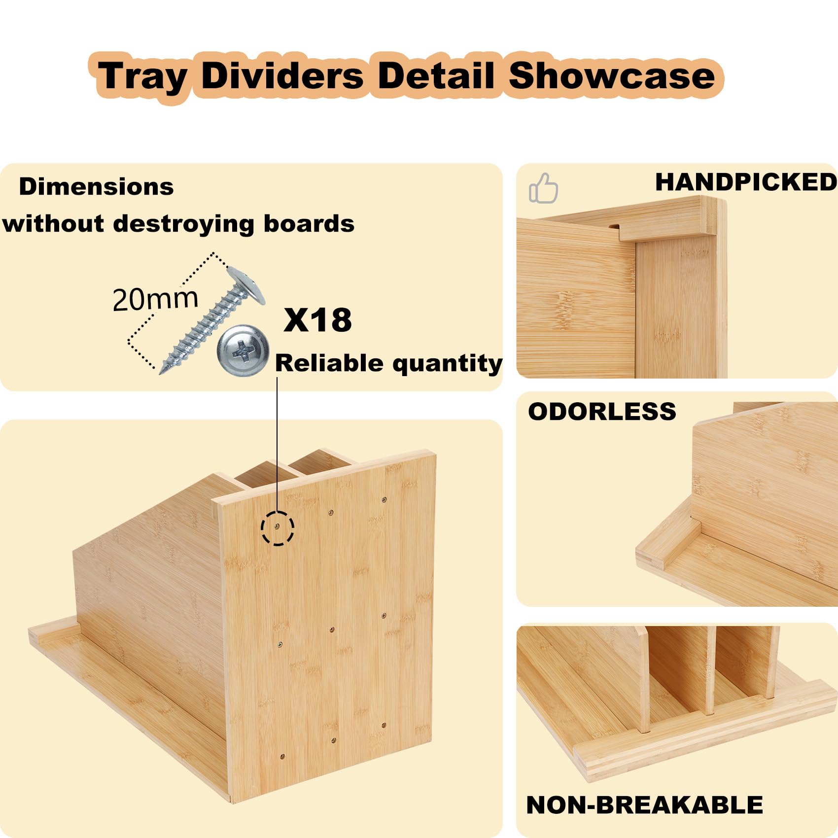 Tray Dividers for Cabinets-15"H x 22"D x 12"W,Wooden Vertical Organizer for Cookie Sheets,Pans&Lids#Kitchen Cabinet Divider with 3 Adjustable Sections,Easy Install with Installation Drawings Included