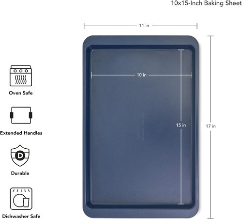 KitchenAid Nonstick Baking Sheet - 10x15in Aluminized Steel | Stylish Ink Blue Finish