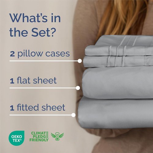 King Size 4 Piece Sheet Set - Comfy Cooling Bed Sheets for Ultimate Luxury | Soft, Wrinkle-Free, Deep Pockets - Oeko-Tex Certified - Steel Blue