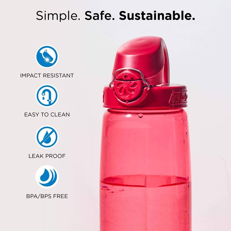 Nalgene Sustain Tritan BPA-Free On The Fly Water Bottle Made with Material Derived from 50% Plastic Waste (Using ISCC Certified Mass Balance), 24 OZ, Rhino with Brown/Black