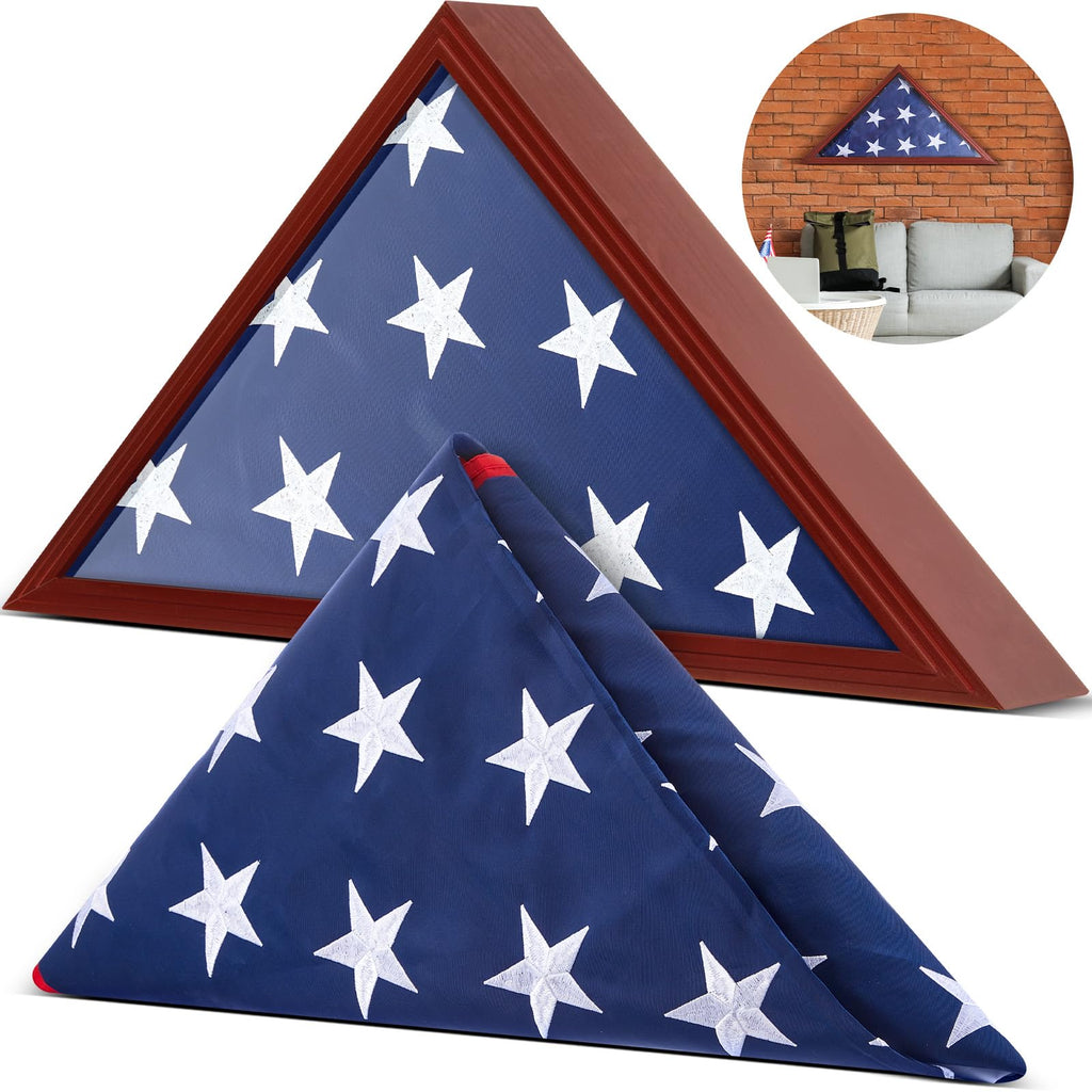 Mindsoft Flag Case for Burial with Folded Memorial American Stars Flag 5 x 9. 5 ft, Display Shadow Box for Military Veterans Funeral
