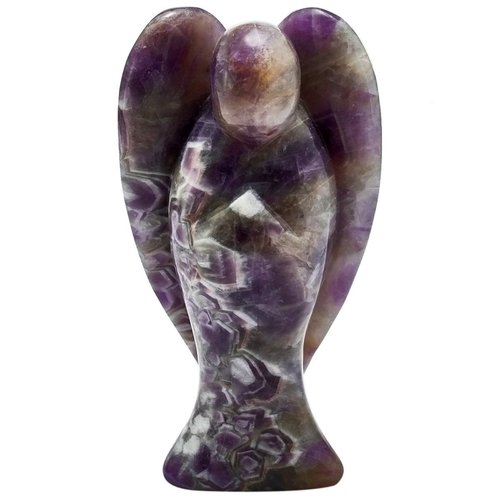 SUNYIK 3" Amethyst Guardian Hind-Carved Guardian Angel Statue, Polished Crystal Healing Stone Praying Angel Figurine for Home Office Spiritual Gift, Reiki Blessing Pocket Amulet for Women