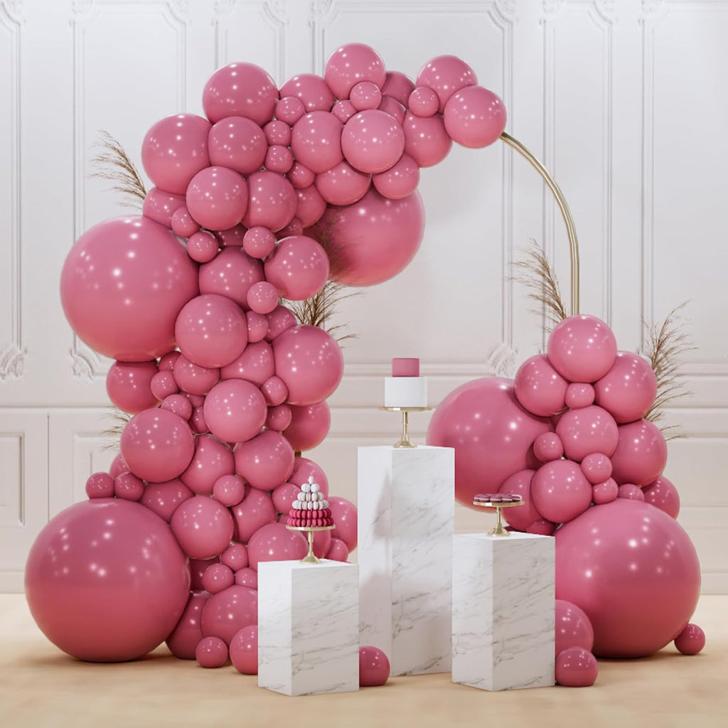 PartyWoo Mauve Balloons - 140-Piece Set in Dusty Pink & Blush for Baby Showers, Weddings & Parties | Various Sizes