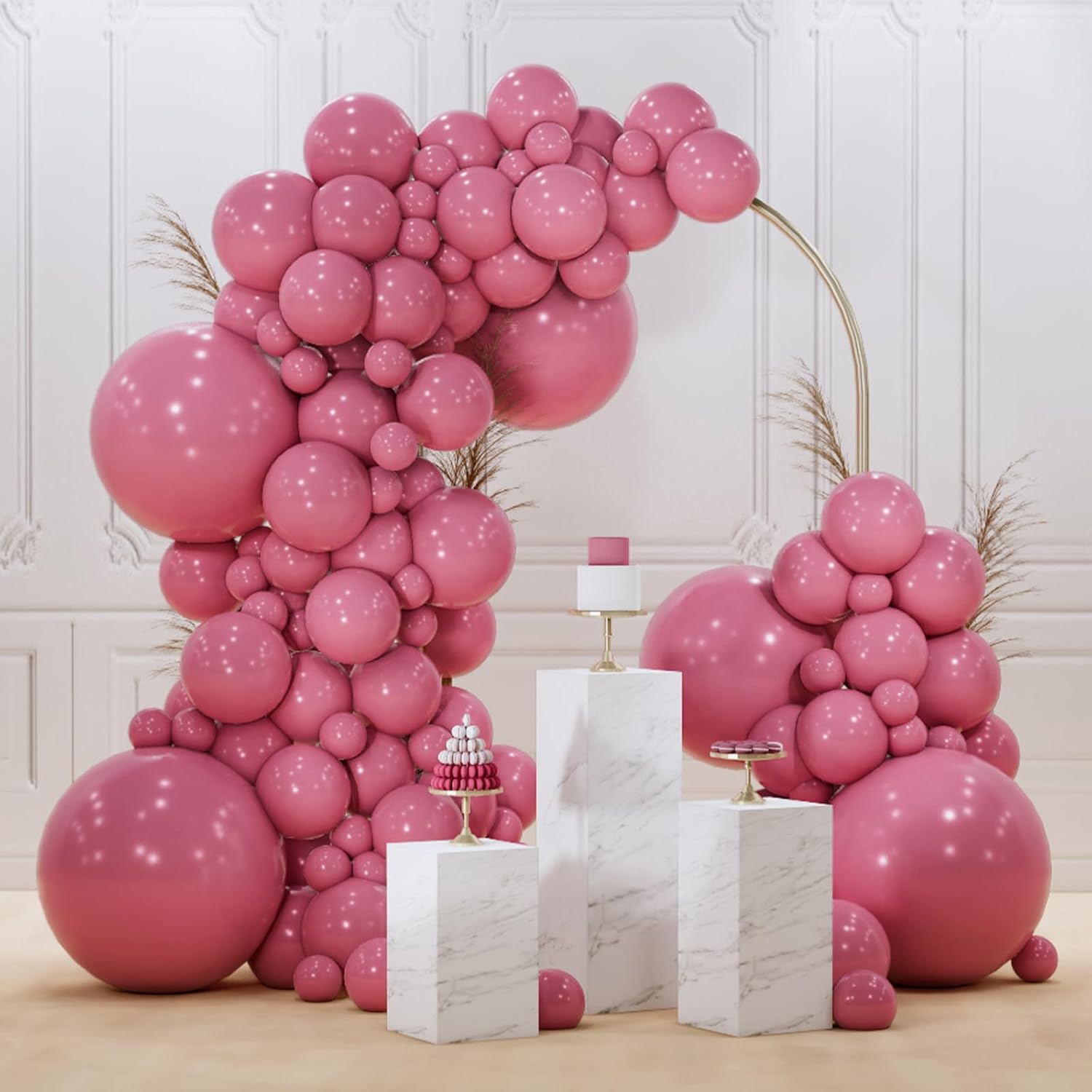 PartyWoo Mauve Balloons - 140-Piece Set in Dusty Pink & Blush for Baby Showers, Weddings & Parties | Various Sizes