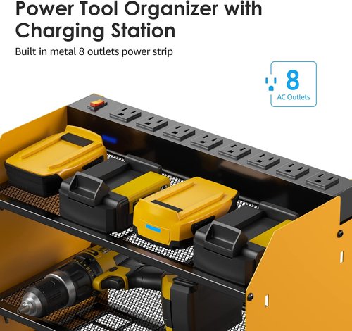 CCCEI Modular Power Tool Organizer - Wall Mount Charging Station & Heavy Duty Rack | 2 Pack, Yellow