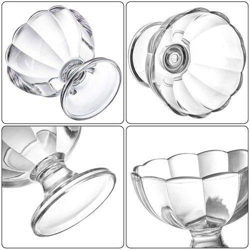 Mezchi Set of 12 Ice Cream Bowl Set, 8 Ounce Plastic Dessert Bowls, Clear Footed Dessert Cups, Ice Cream Cups Bowls for Sundae, Milkshakes, Parfait, Pudding, Fruit