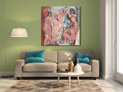 Wieco Art Large Canvas Prints Les Demoiselles d'Avignon 1907 by Pablo Picasso Abstract Canvas Wall Art for Wall Decor and Home Office Decorations
