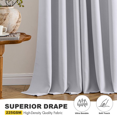 MIULEE Blackout Curtains - Thermal Insulated Room Darkening Drapes | 40 x 54 Inches, Greyish White, 2 Panels