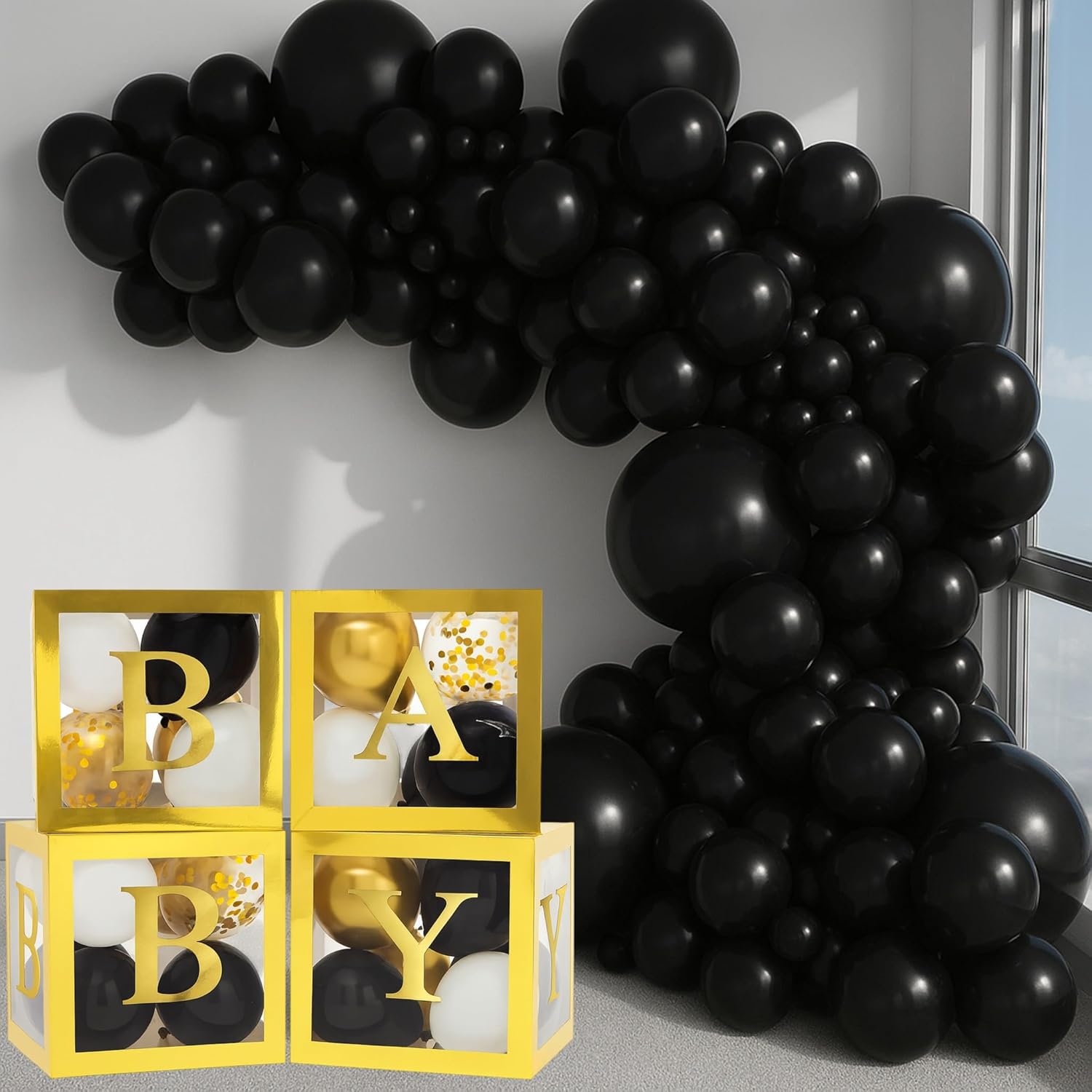 Vellax™ Balloon Garland Arch Kit - 146 Pcs Black Balloons for Baby Showers, Birthdays & Weddings