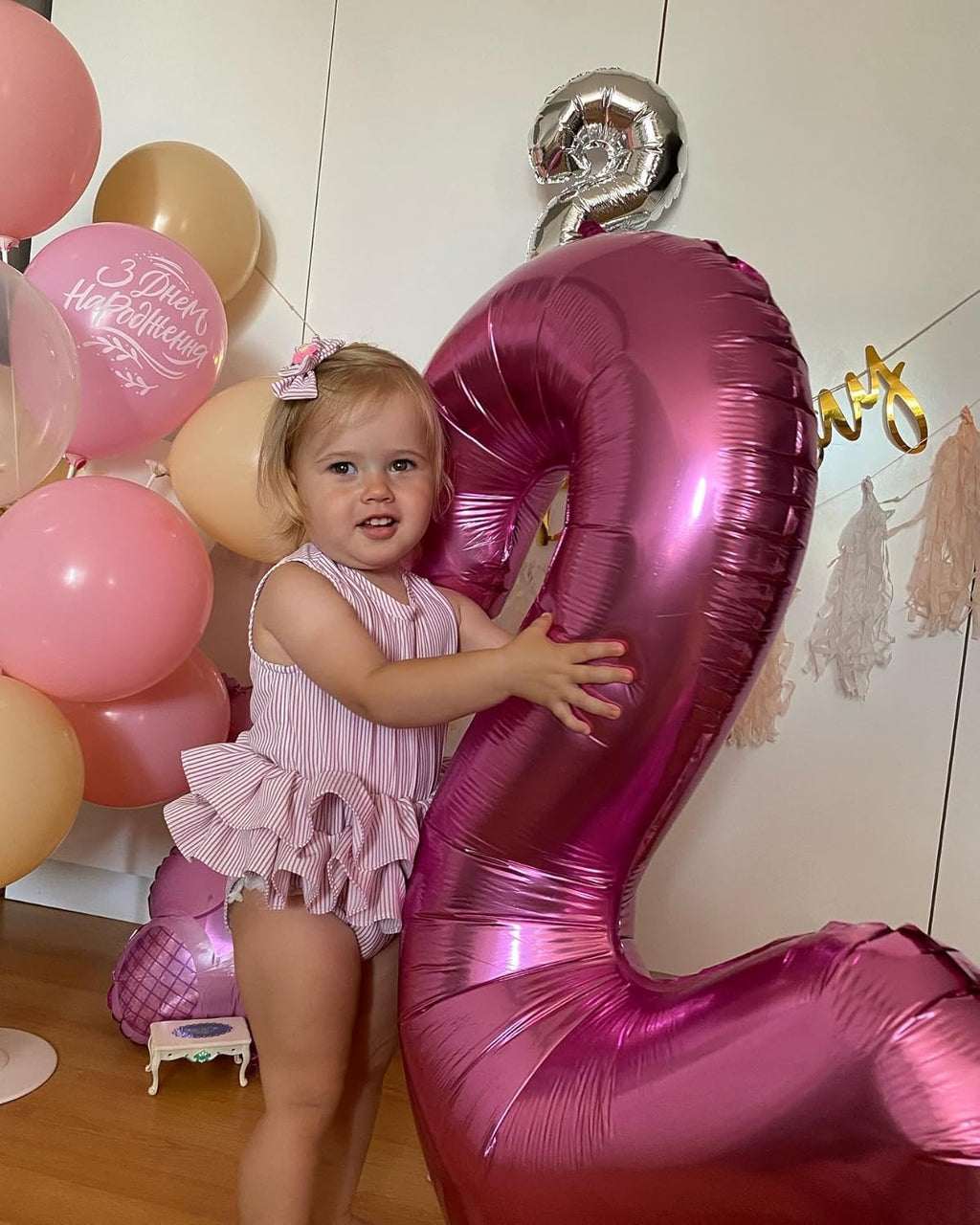 Pink Number 5 Balloon - 40 Inch Giant Foil Balloon for 5th Birthday Party Decorations