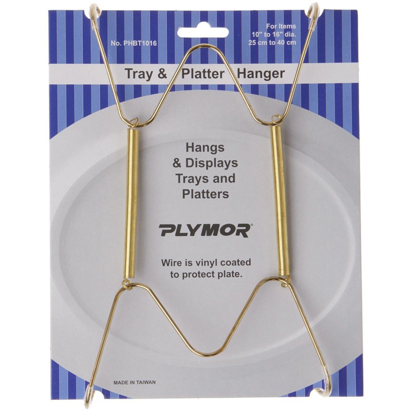 Plymor Gold Finish Wall Mountable Tray and Platter Hanger, 8.25" H x 4.75" W x 0.875" D (for Trays or Platters 10" - 16")