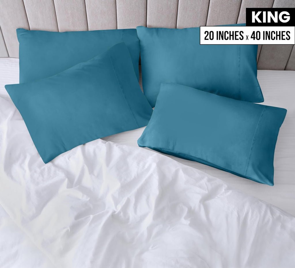 Utopia Bedding King Pillow Cases - Soft Brushed Microfiber - 4 Pack, Fade Resistant | King Size 20 x 40 Inches (Denim Blue)
