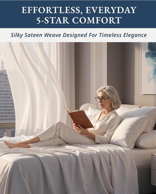 100% Egyptian Cotton King Size Sheets - Ultra-Soft & Breathable 4-Piece Set with Deep Pockets - White