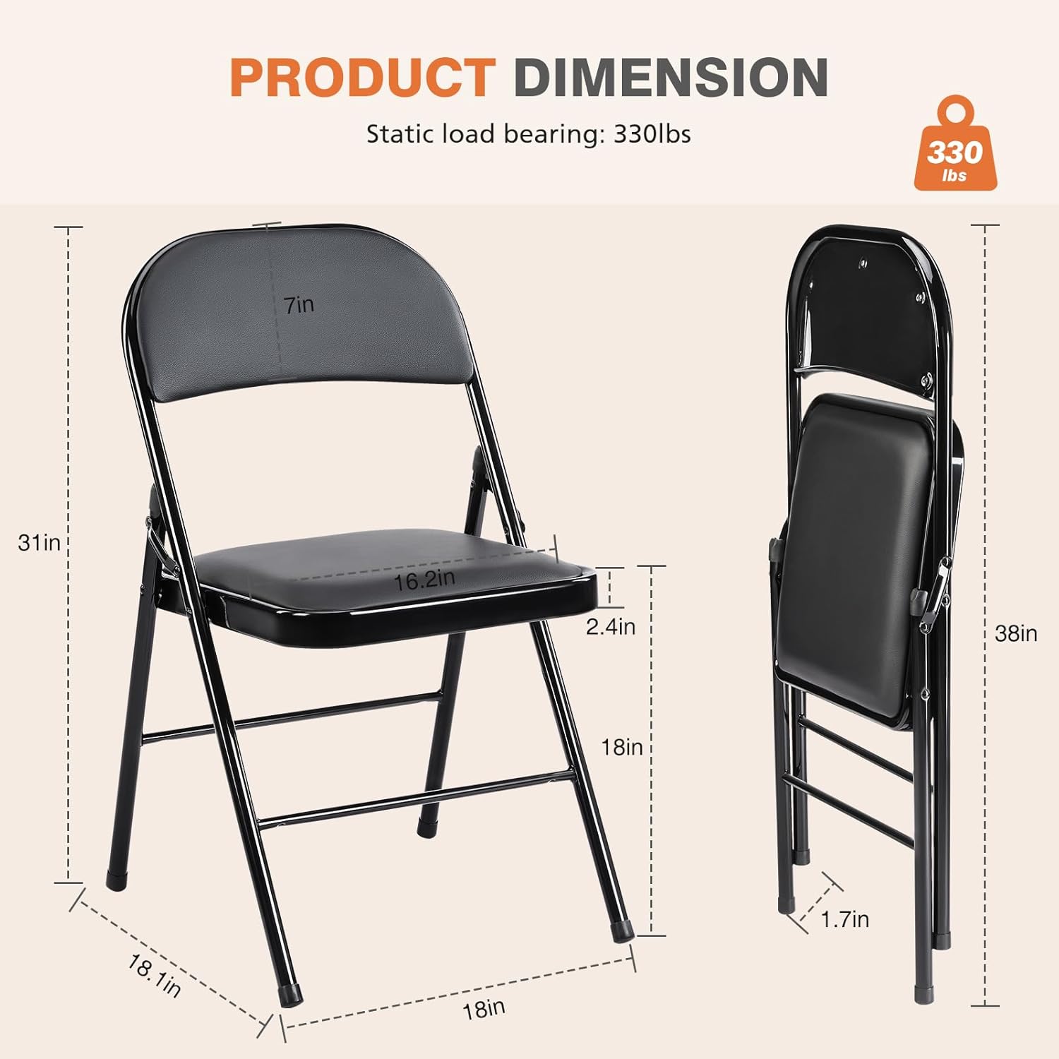 Sweetcrispy Folding Chairs - 12 Pack Leather Padded, Sturdy Metal Design | Easy Storage for Home & Office