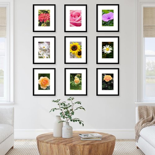 JCJMY 9-Pack 8x10 Picture Frames - Versatile Display for 5x7 with Mat or 8x10 Without Mat | Black Collage Wall Decor