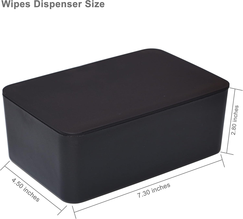 Skiennix Diaper Wipes Dispenser - Stylish Tissue Storage Box with Lid for Home & Car (Black)