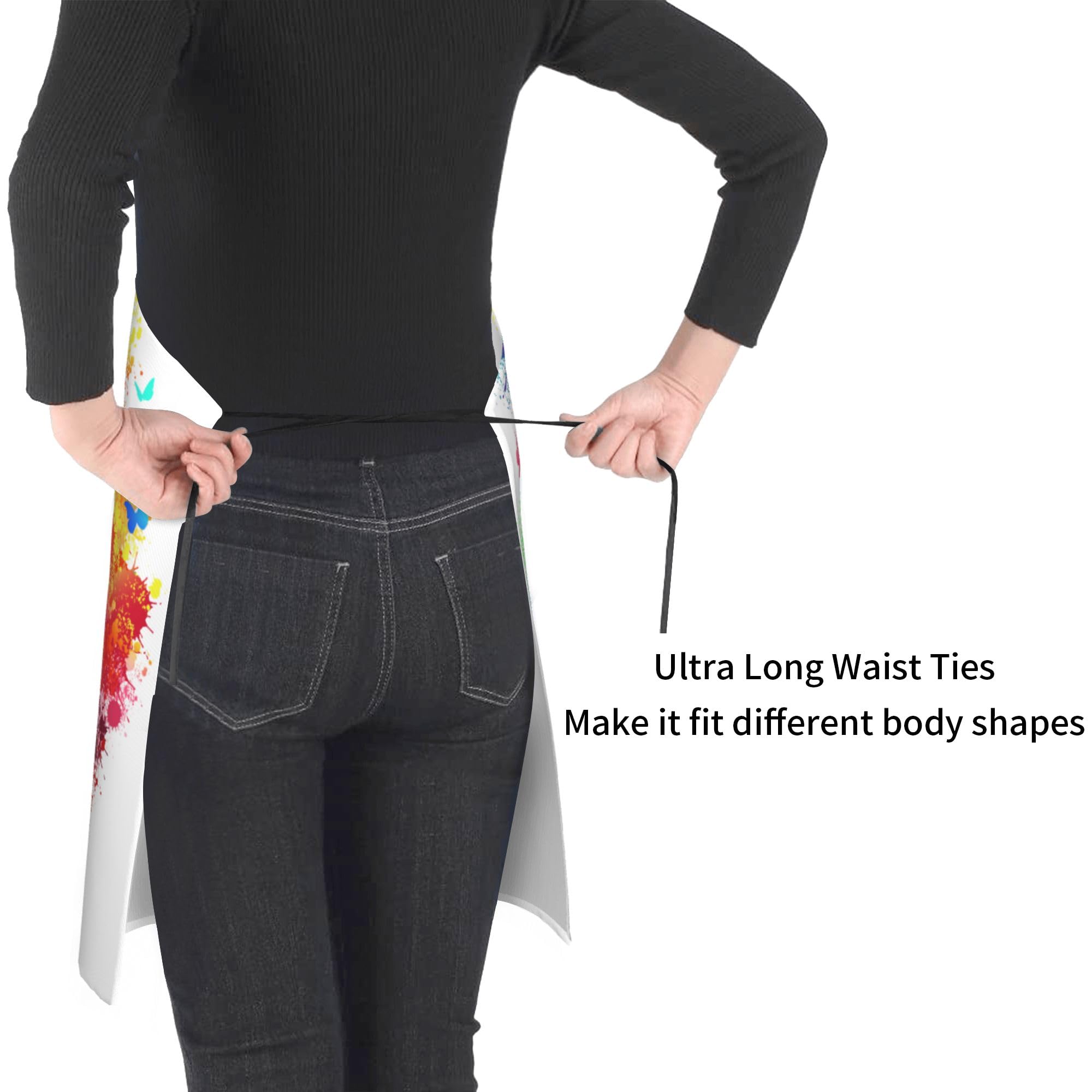 Granbey Artist Painting Apron with 2 Pockets Painters Waterproof Colorful Tree Art Aprons Gifts for Artists Women Men Adults Rainbow Butterfly Kitchen Bibs Smocks for Home Garden