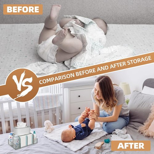 GILPWA Diaper Caddy - Detachable Clear Acrylic Organizer for Baby Changing Table Essentials