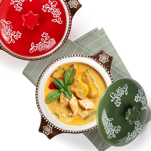 AVLA Ceramic Soup Bowls - 22 Oz French Onion Crocks with Lids & Double Handles | Mini Casserole Set