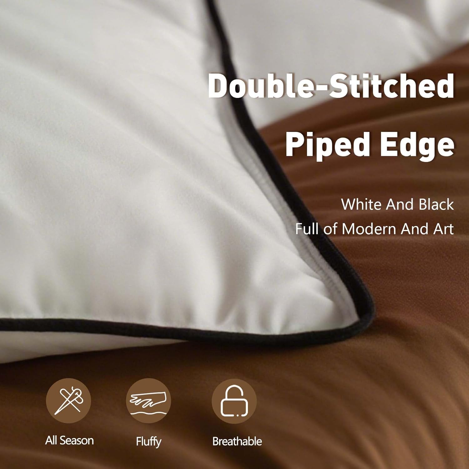 Skiennix Queen Size White Goose Down Fiber Comforter - Super Cozy & Soft Hotel Quilted Duvet Insert | All-Season Fluffy Luxury