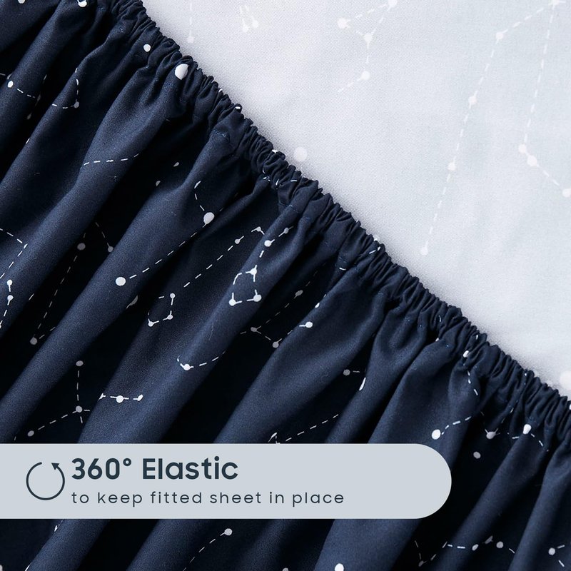 Wake In Cloud - Constellation Bed Sheets, 4-Piece Sheet Set, Celestial Space Witchy Star Galaxy Astrology Bedding, Deep Pocket, Navy Blue, Twin XL Size