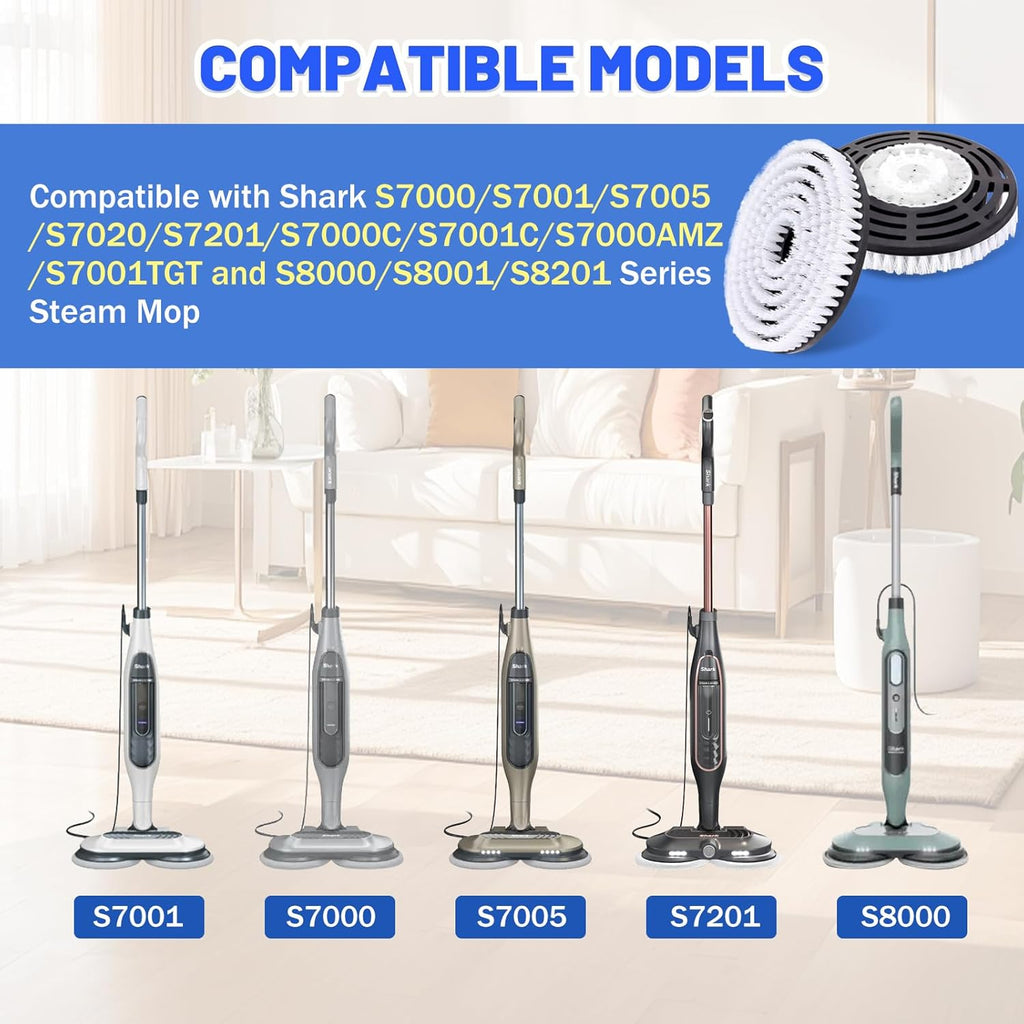 Shark Upgraded Steam Mop Pads - Replacement Brush Heads with Scrubbing Bristles | Deep Clean Hardwood & Tile - 2 Pack