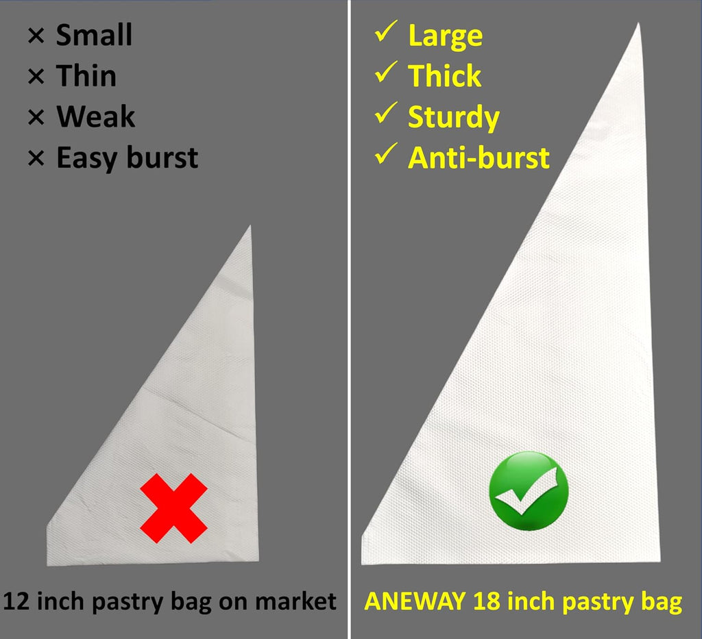 Skiennix 18-Inch Disposable Piping Bags - Thick Anti-Burst Pastry Bags for Cake & Cupcake Decorating | 100 Pack