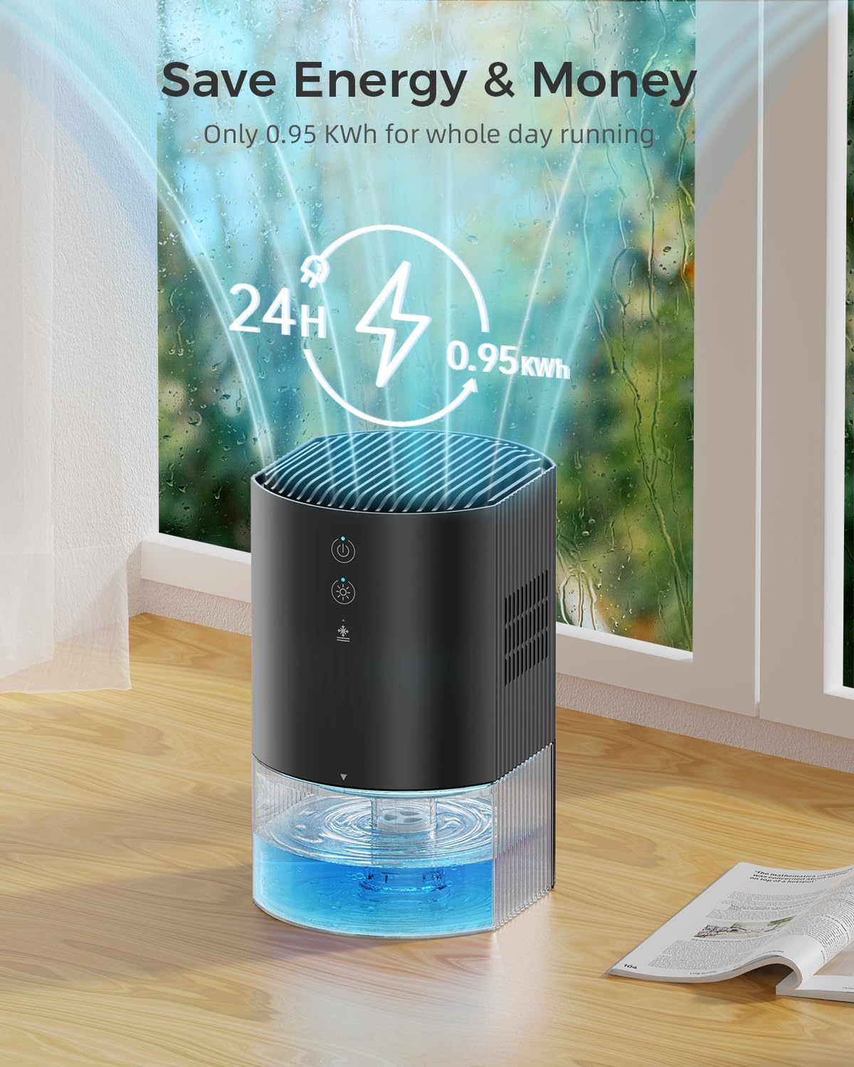 Skiennix Portable Dehumidifier - Ultra Quiet, Energy Saving with Auto Shut Off & Colorful Light | 35 OZ for Home, Office, RV, and More